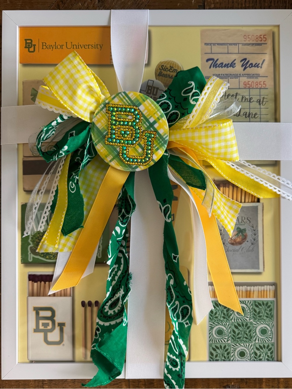 Baylor University Bears Framed Matchbook Print/Game Day Button-New/Unused – $25